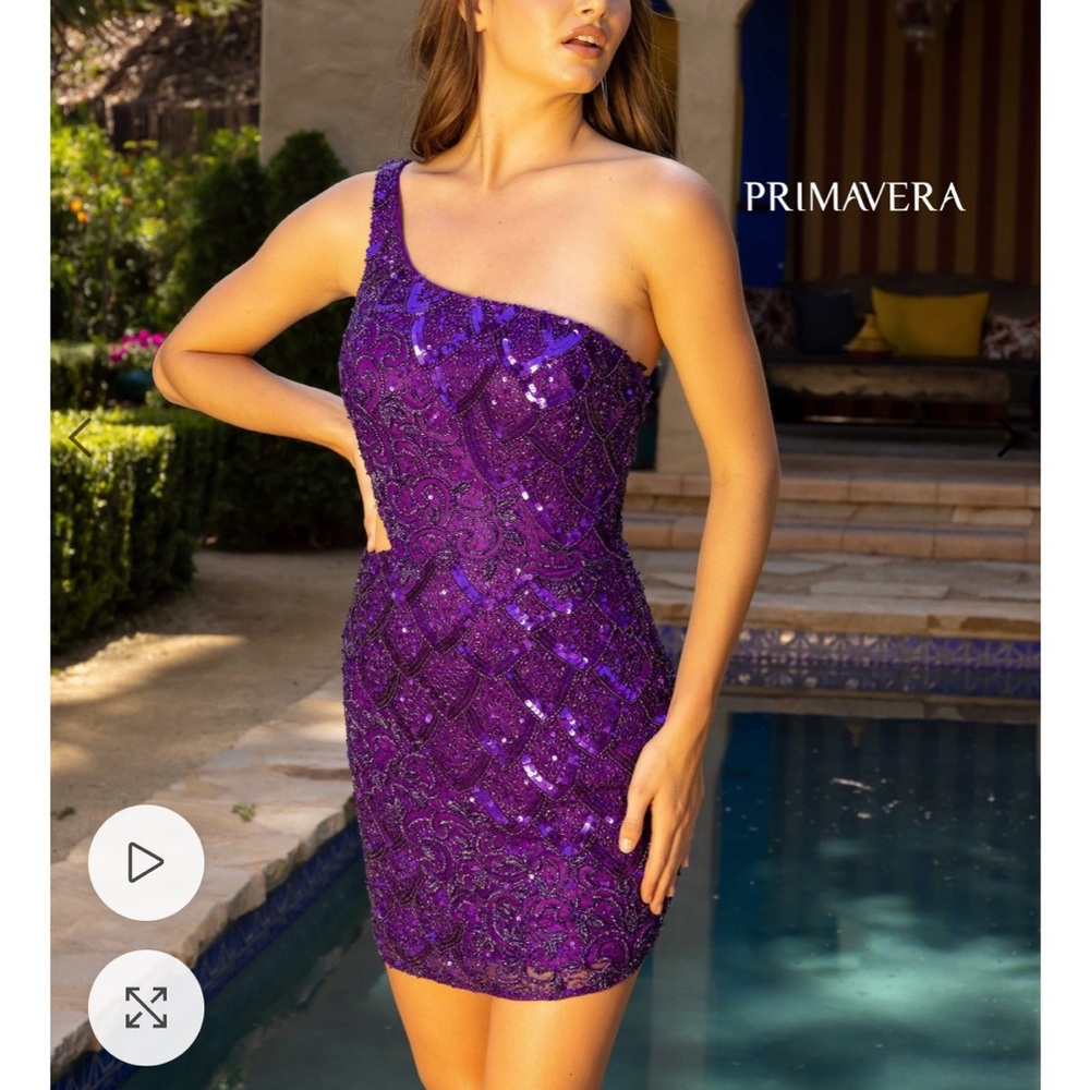 NWT purple Primavera sequin homecoming dress